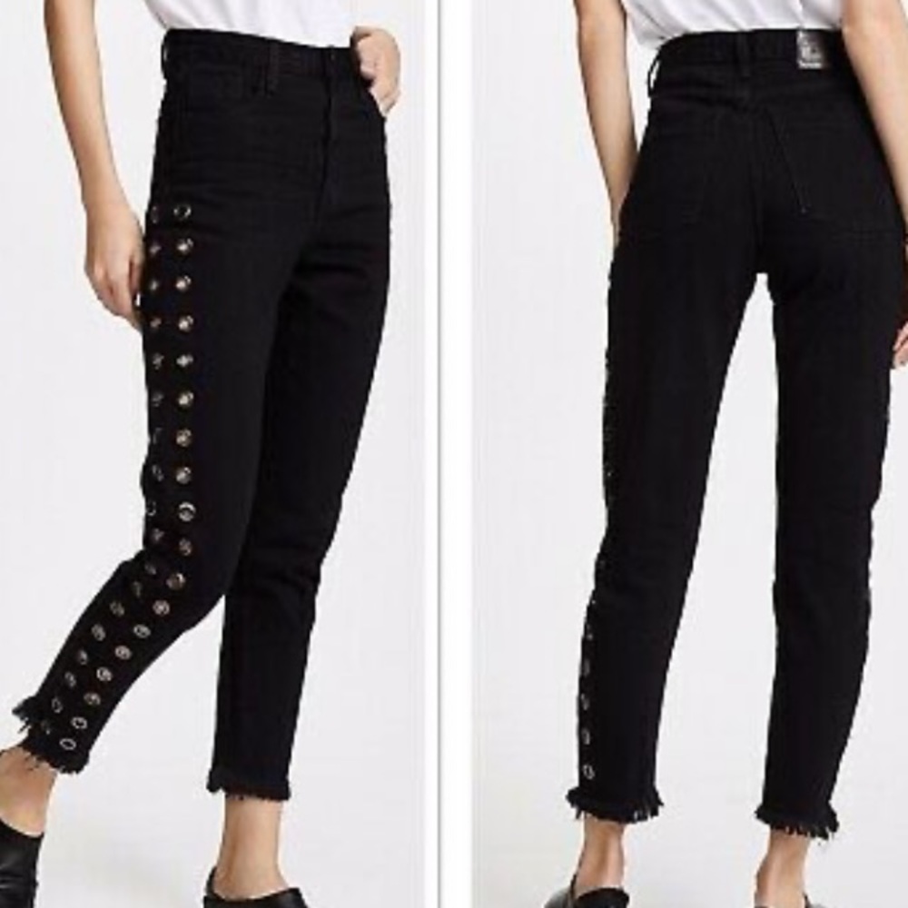 One Teaspoon Legend High Waist Grommet Black Jeans